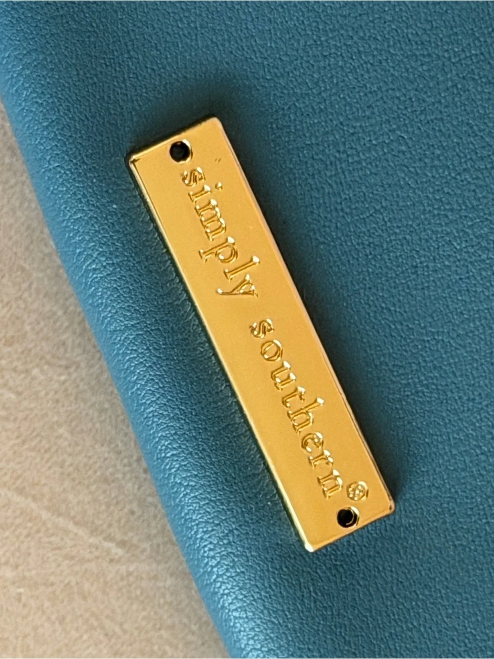 NWT Simply Southern Teal Zip Keyring Wallet with Gold Hardware